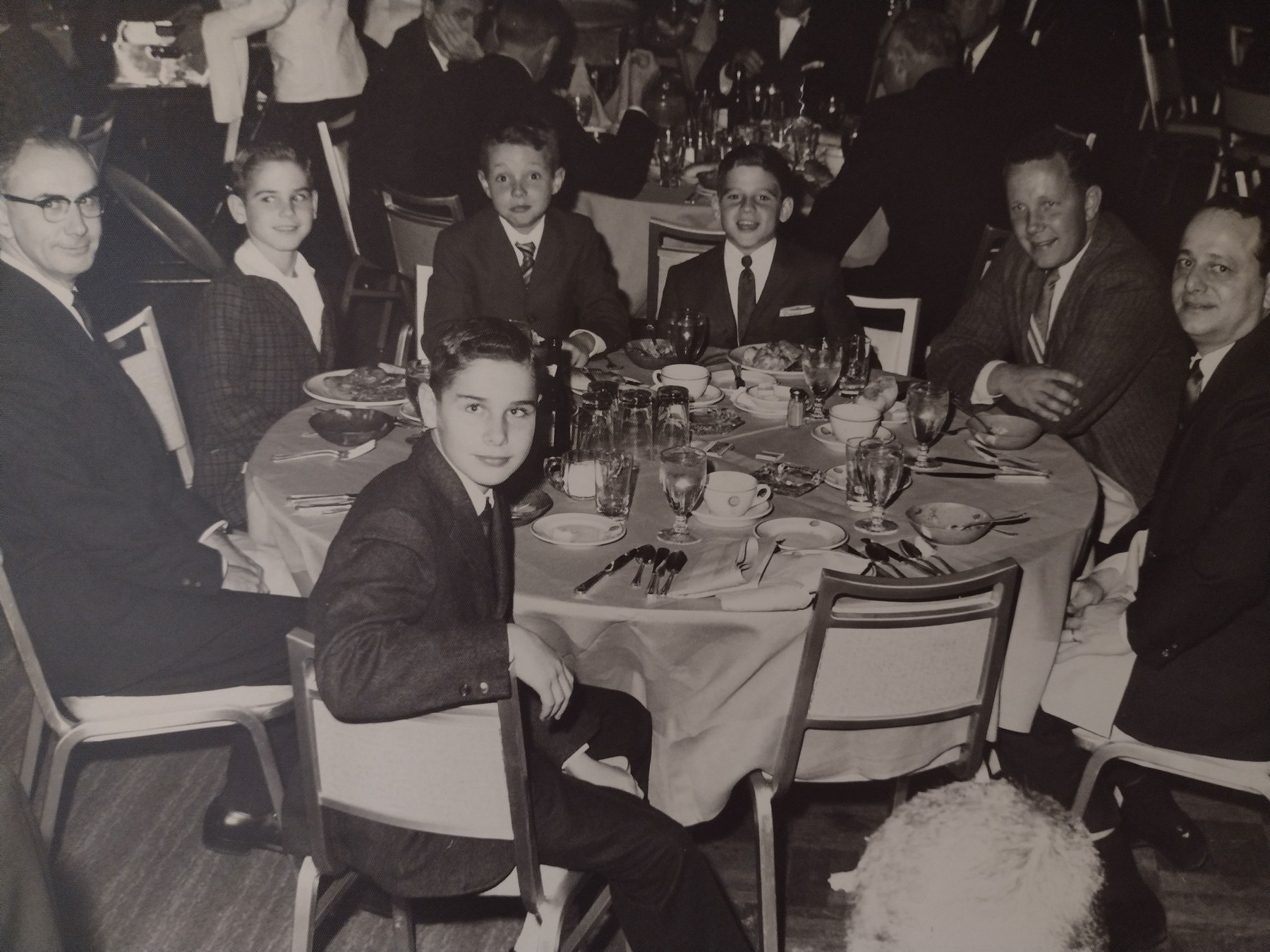 A family gathered around a dinner table