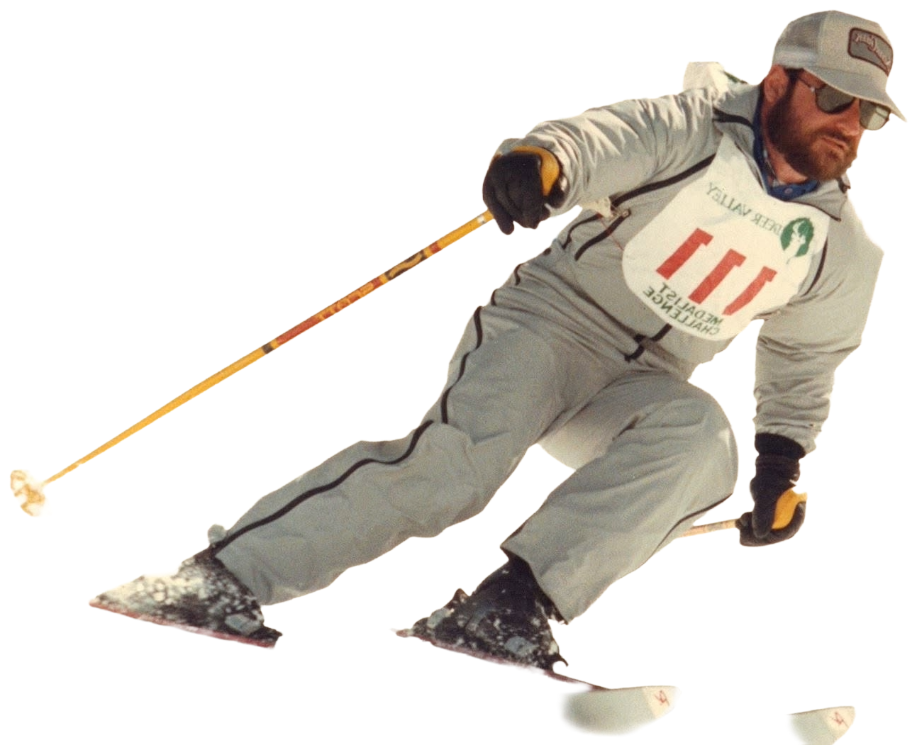Vince skiing near the mountain summit