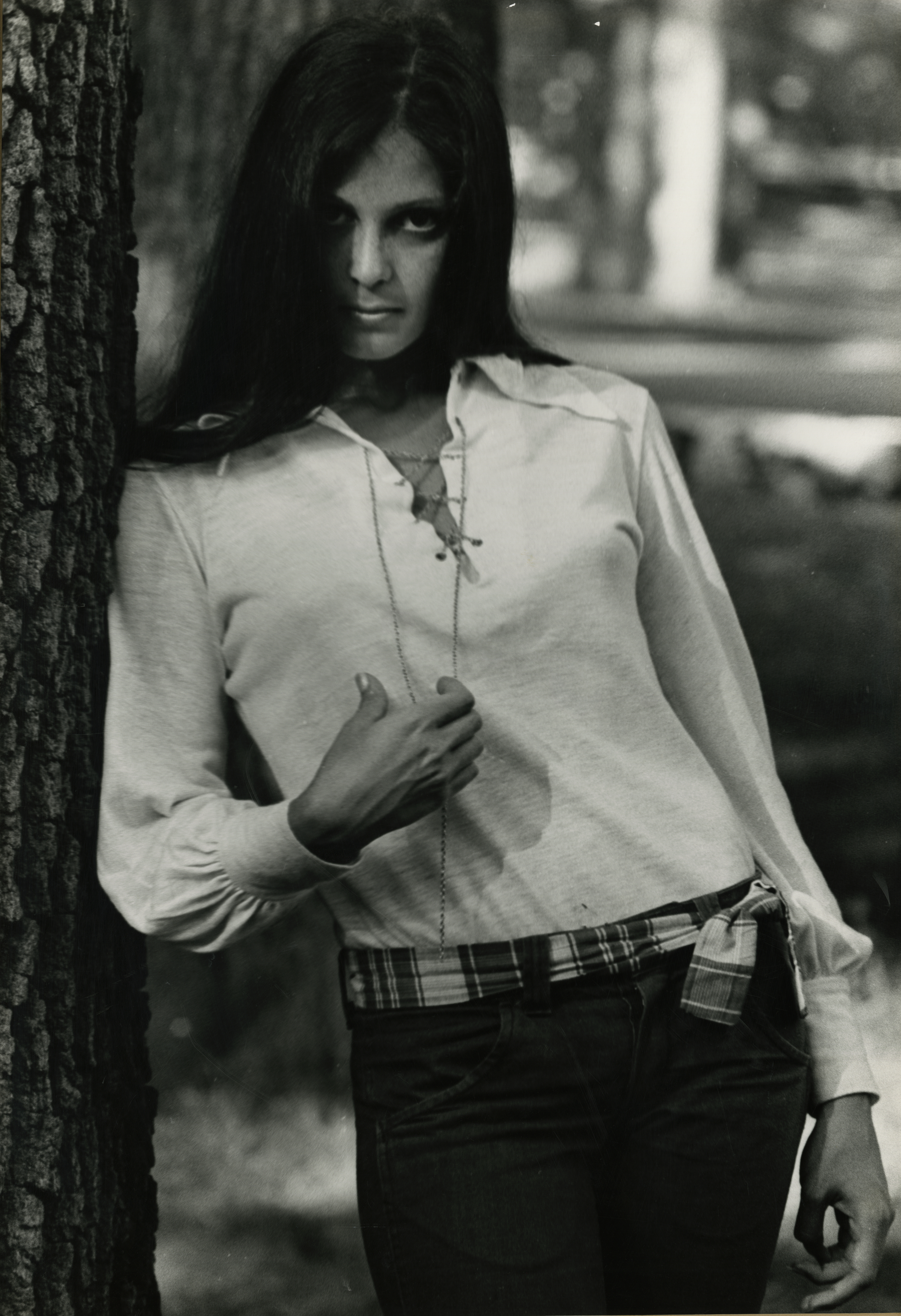 A black and white portrait of Judy